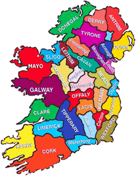 Ireland map - 4 Provinces / 32 Counties