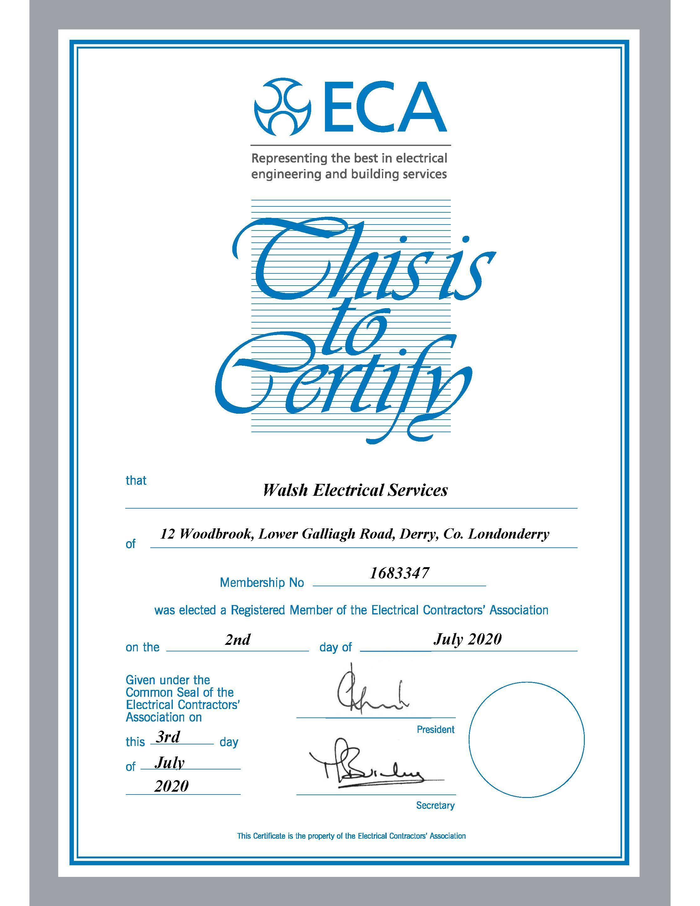 ECA Membership Certificate 1683347