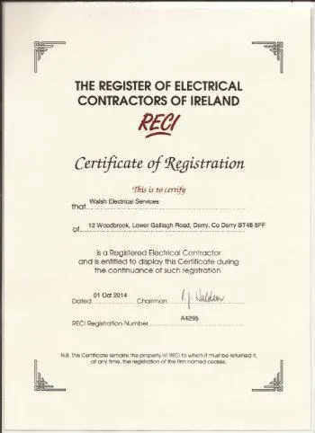 RECI Certificate of Registration A4295
